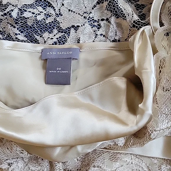 Gorgeous Ann Taylor Lace Silk Sleeveless Top - Sz. 00 - Beige - Picture 5 of 6